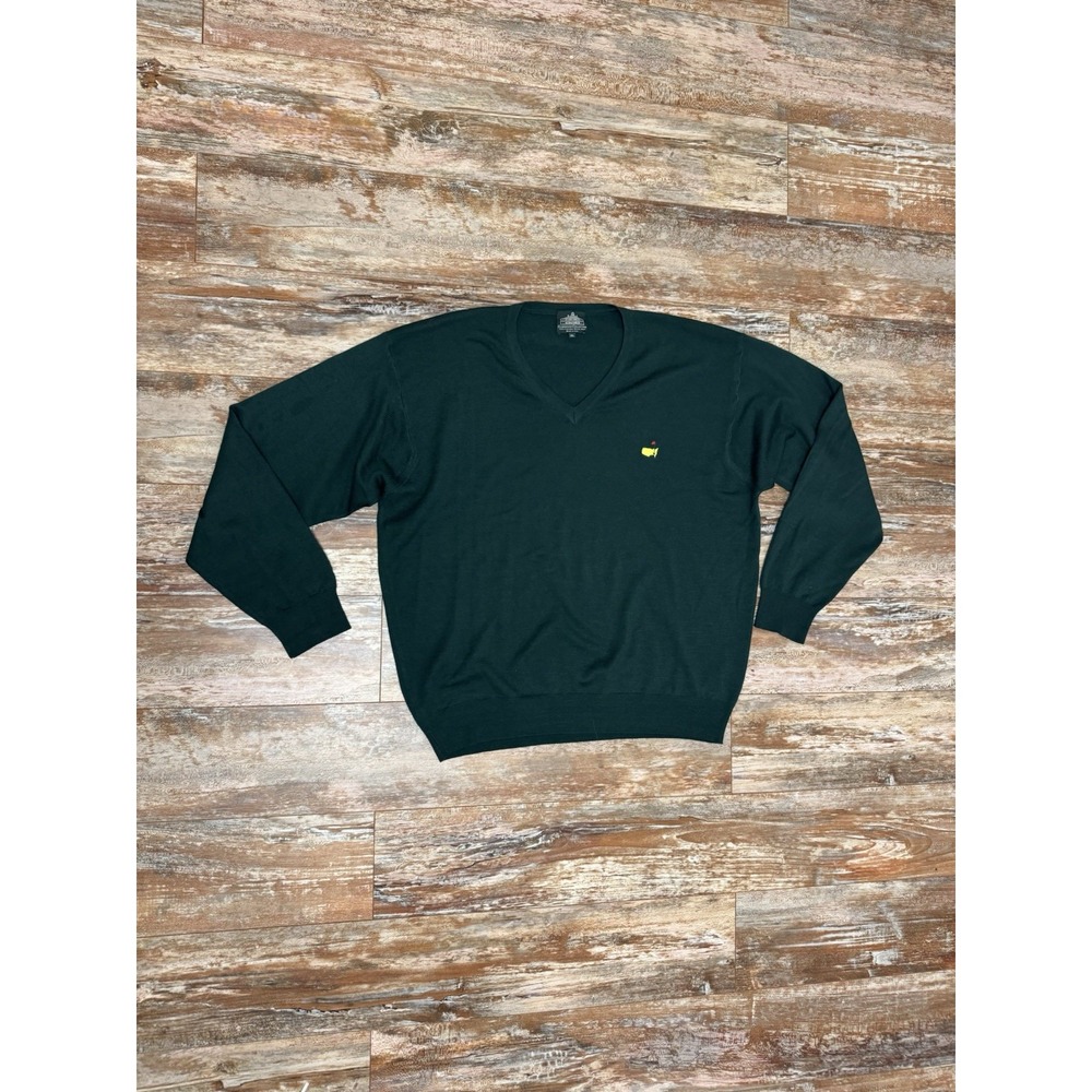 Mens The Masters Clubhouse Collection V Neck Extra Fine Merino Wool Sweater XL